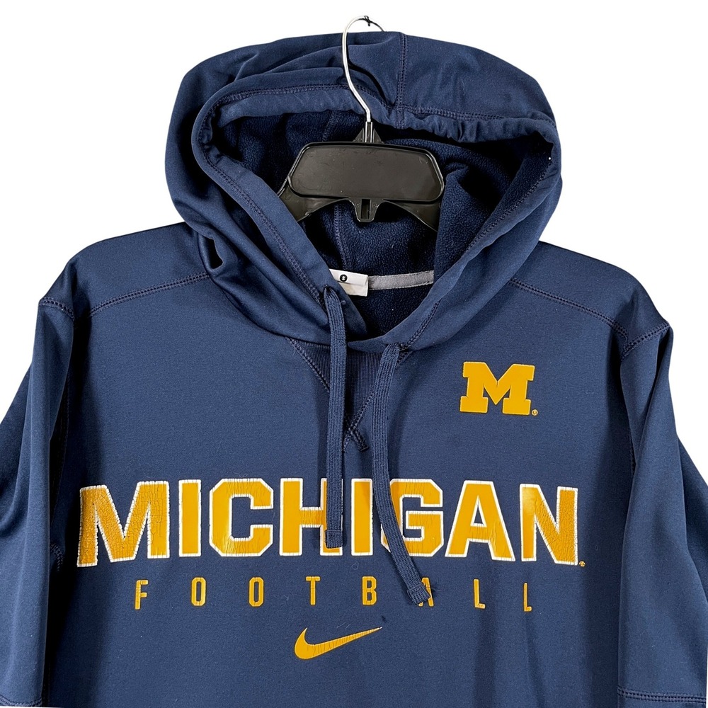 Michigan Wolverines Nike Therma FIT Football Hoodie Mens S Navy Fleece